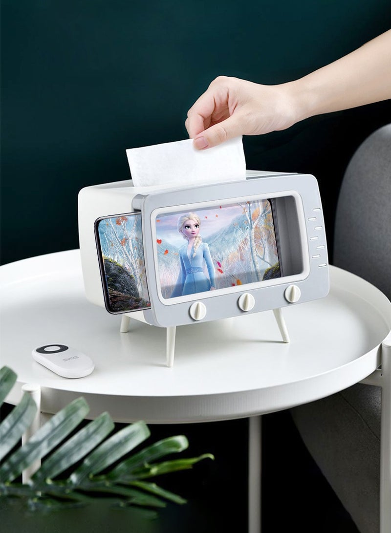 BEIRUI صندوق مناديل متعدد الوظائف، حامل هاتف محمول، صندوق مناديل مبتكر، تصميم شكل تلفاز ممتع، مناسب لغرفة النوم، المكتب، غرفة الطعام، المطبخ - Image 1