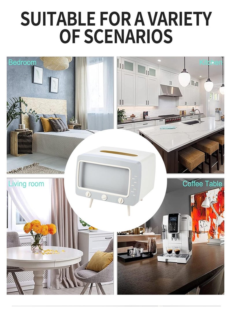 BEIRUI صندوق مناديل متعدد الوظائف، حامل هاتف محمول، صندوق مناديل مبتكر، تصميم شكل تلفاز ممتع، مناسب لغرفة النوم، المكتب، غرفة الطعام، المطبخ - Image 5