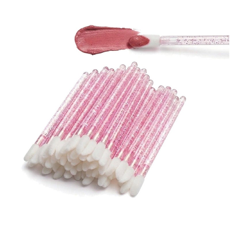 Me Now 100 Pcs Disposable Lip Brushes Set with Pink Glitter Handle, Soft Crystal Makeup Lipstick Gloss Wands Applicators, Professional Beauty Tool Kit for Makeup Extension &Cleaning - Image 4