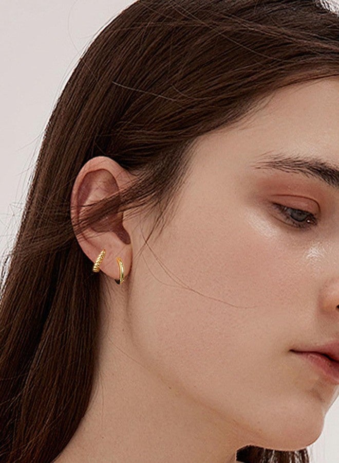 Tornito 15 Pairs Tiny Gold Stud Flat Back Earrings For Multiple Piercing 20G Stainless Steel Cartilage Earrings Stacks Ball CZ Emerald Green Small Hoop Earrings Sets Helix Piercing Jewelry For Women - Image 5