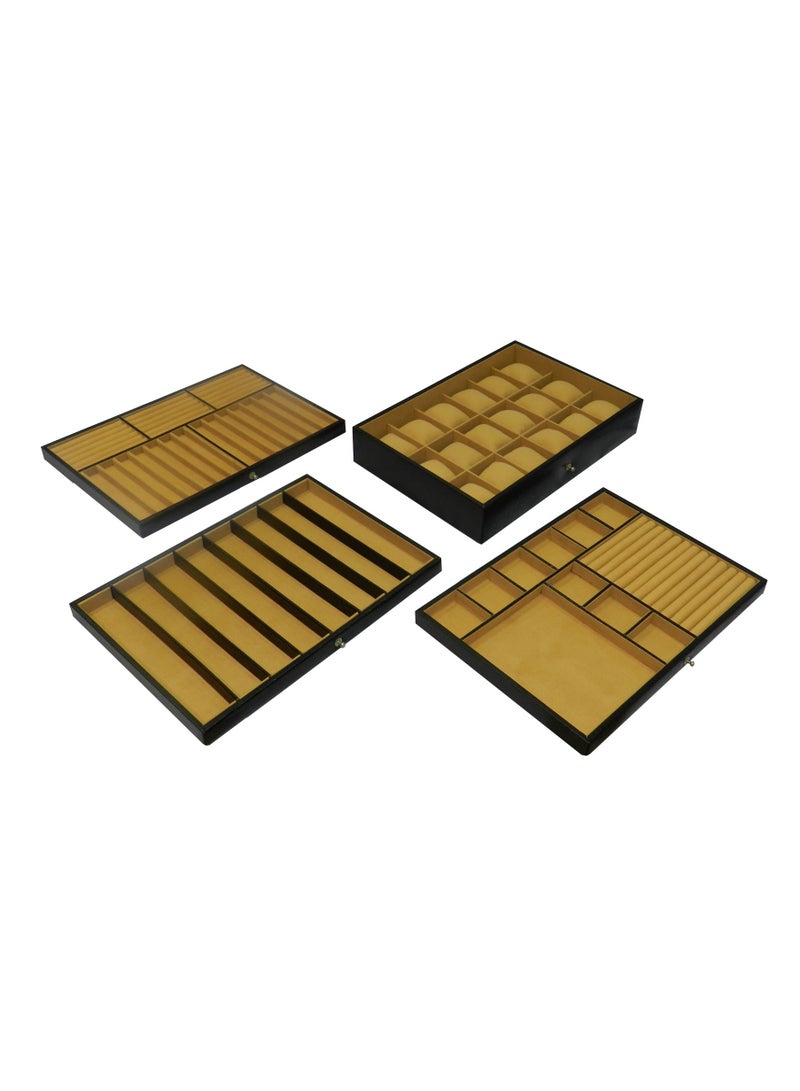 LAVERI LEATHER صندوق ساعات لافيري للرجال والنساء (18 ساعة، أقلام، فتحات للحلقات)، منظم حافظة ساعات من الجلد الفاخر مع غطاء زجاجي من الكريستال، وسادة قابلة للإزالة - Image 2