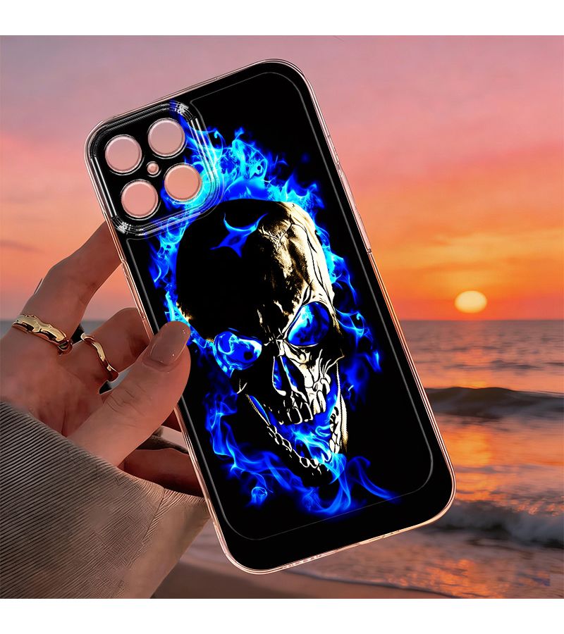 Phone Case Metal Texture Skull Blue Flame Pattern For Huawei Honor Y9S 50 60 8T 11I 13I Y70 Y71 Y91 7 6 5 4Lite 70 90 200 X5 X5B X5C X6 X6C X6B X6A X6A X7 X7B X7A X7C X8 X8A X8B X8C X9 X9A X9B X9C 400 Pro Lite Smart Compatible Model X6 Mixed Color 1 - Image 4