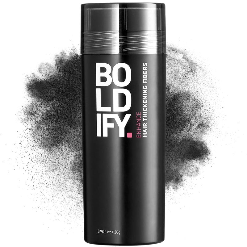 BOLDIFY Hair Fibers (28g) - Fill In Thinning and Fine Hair for an Instantly Fuller, Thicker Look - 14 Shades for Women & Men - Black