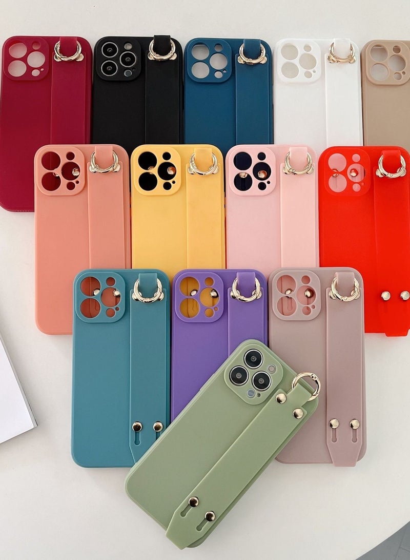 Loquat Cartoon Silicone Soft Shell Apple Phone Case With Wrist Strap Holder - Image 2