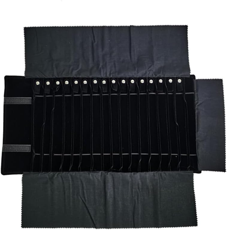 SCIKHEFT Portable Jewelry Roll for Necklaces and Bracelets - 16 Chain Holder (Black) - Image 4