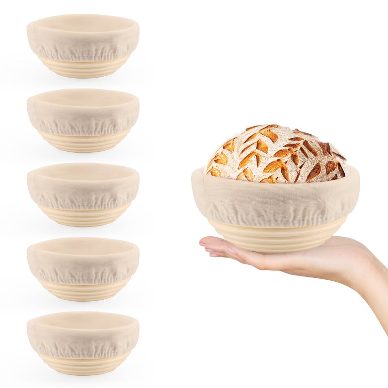 REMEIT 6 Pack 5 Inch Mini Banneton Bread Proofing Basket, REMEIT Sourdough Bread Baking Supplies, Small Banneton Basket Proofing Baskets for Sourdough Bread Baking - Image 1