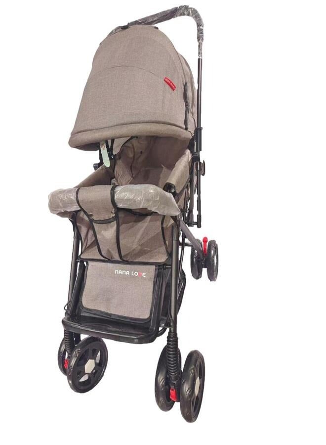 Lightweight Folding Baby Stroller with Reclining Back Sit and Lying Four Wheels Shock Absorption Canopy Extended High Landscape