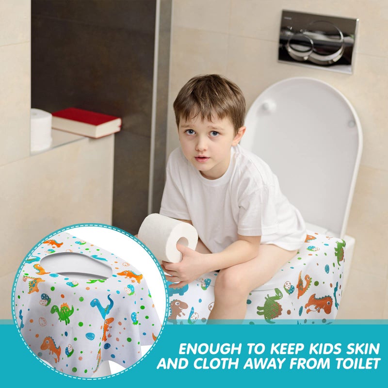 Reginary 50 Packs Disposable Toilet Seat Covers Extra Large Individually Wrapped for Kids and Adults, Portable Non Slip Waterproof Potty Seat Covers for Toddlers Potty Training, Travel (Dinosaur) - Image 5