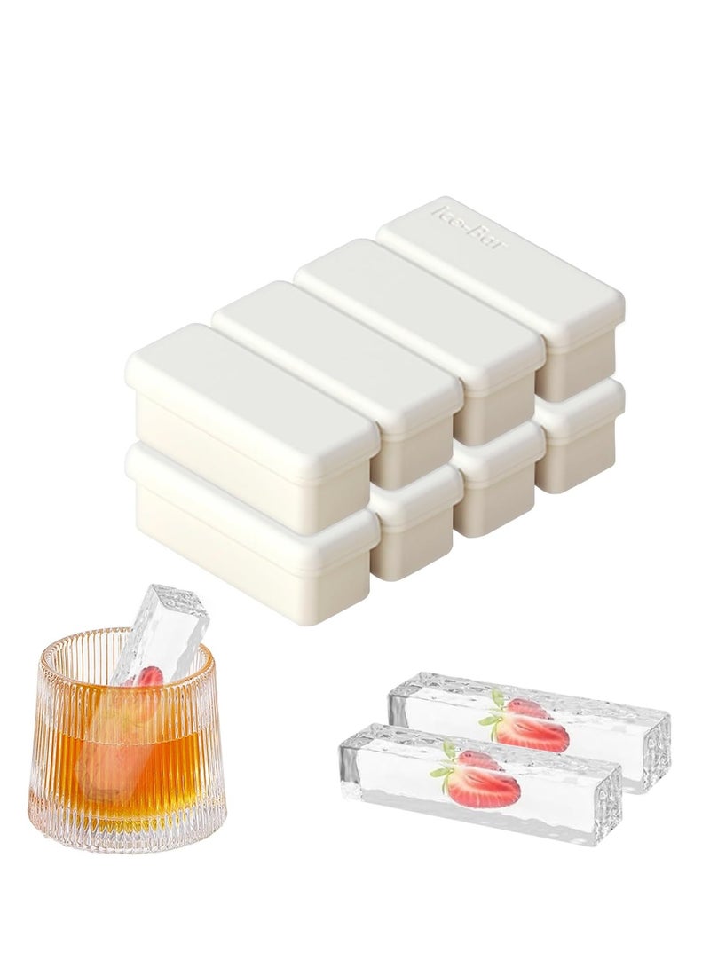 KASTWAVE 2Pcs Silicone Ice Cube Tray, Water Bottle Ice Cube Tray, with Lid, Premium Stackable Large Ice Cube Molds, Rectangle Silicone Molds, for Freezer, for Soup, Butter, Baking, Easy Release, White - Image 1