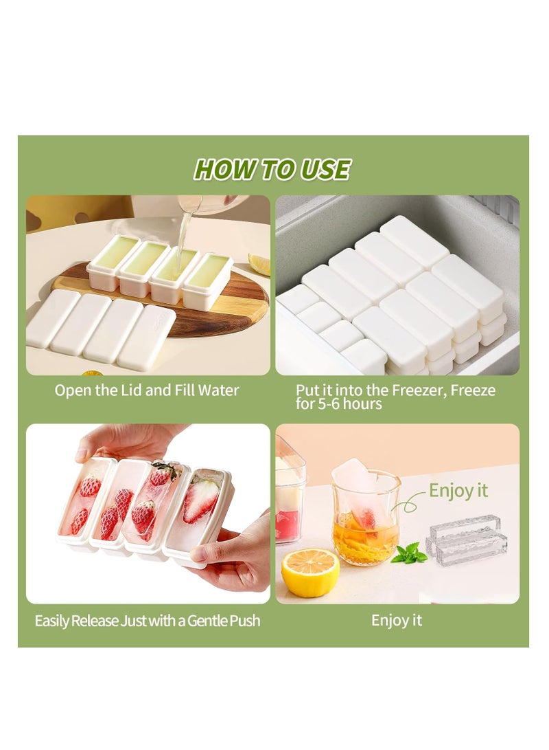 KASTWAVE 2Pcs Silicone Ice Cube Tray, Water Bottle Ice Cube Tray, with Lid, Premium Stackable Large Ice Cube Molds, Rectangle Silicone Molds, for Freezer, for Soup, Butter, Baking, Easy Release, White - Image 5