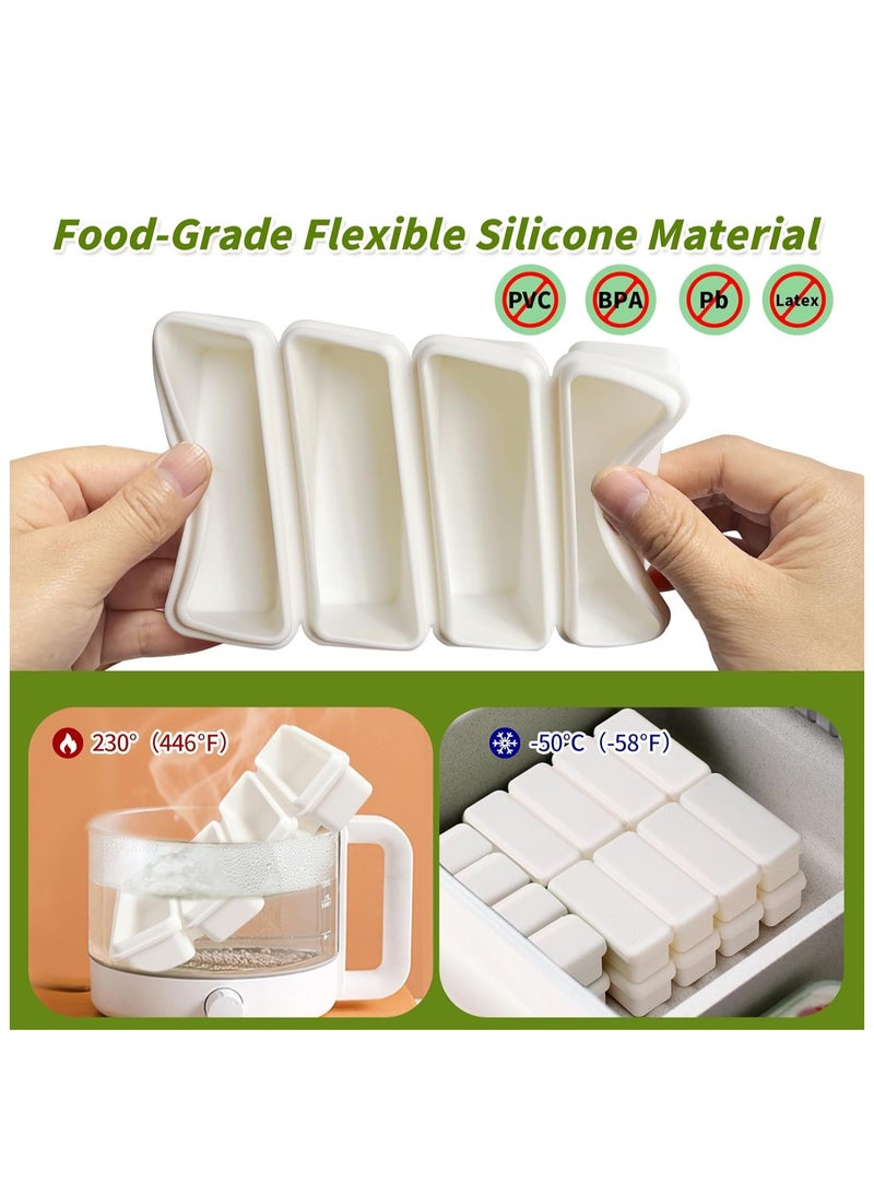 KASTWAVE 2Pcs Silicone Ice Cube Tray, Water Bottle Ice Cube Tray, with Lid, Premium Stackable Large Ice Cube Molds, Rectangle Silicone Molds, for Freezer, for Soup, Butter, Baking, Easy Release, White - Image 3