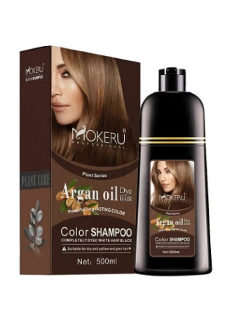 MOKURU Argan Oil Hair Color Shampoo Dark Brown 02 500ml - Image 1
