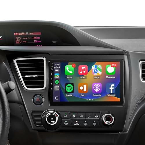 Naifay Android 12 Car Stereo for Honda Civic 2013-2017, 9inch IPS Touch Screen for Civic Head Unit, Carplay/Android Auto/Bluetooth/GPS/WiFi/Backup Camera/SWC+MIC(Fit Large Screen Non Knob) - Image 1