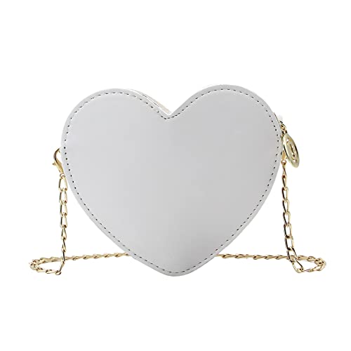 ZGMYC Cute Heart-shaped Crossbody Purse Bowknot Shoulder Bag Satchel for Little Girls Toddlers (White) - Image 3