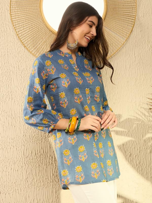 Vaamsi Women's Rayon Blend Floral Printed Top (VT1300_3XL_Blue) - Image 4