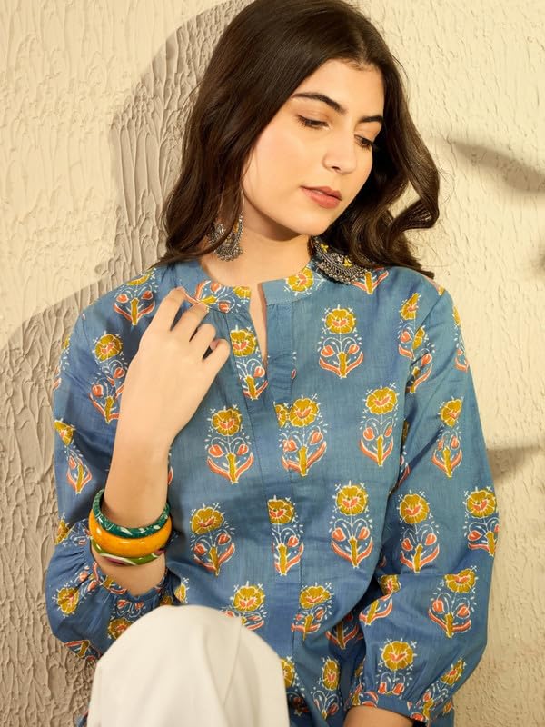 Vaamsi Women's Rayon Blend Floral Printed Top (VT1300_3XL_Blue) - Image 3
