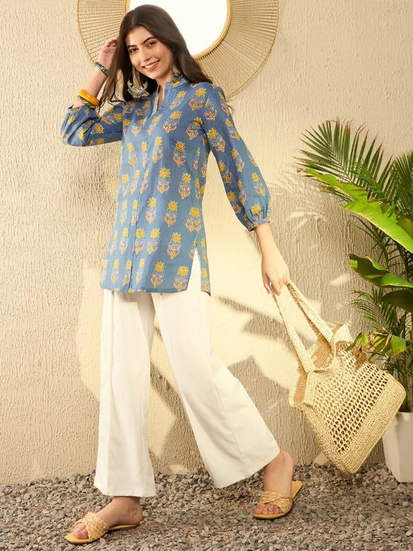 Vaamsi Women's Rayon Blend Floral Printed Top (VT1300_3XL_Blue) - Image 5