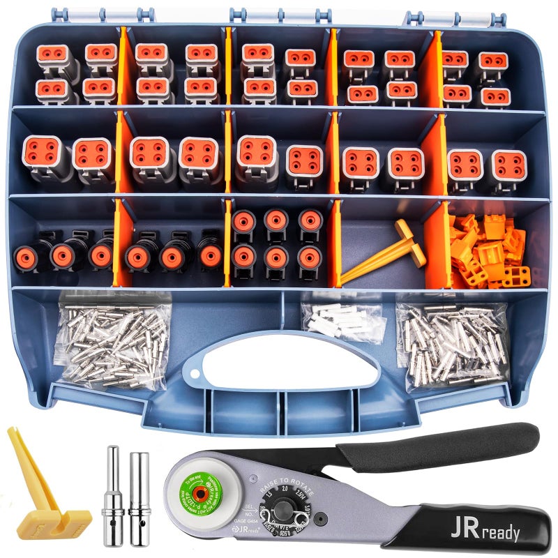 JRready ST6361 Deutsch Connector Kit 2 4 Way DTP Automotive Waterproof Connector DTHD 1 Pin Male Female Plug Connectors with Deutsch Crimp ToolSolid Contacts 1216 AWG for CarTruckBoats - Image 2