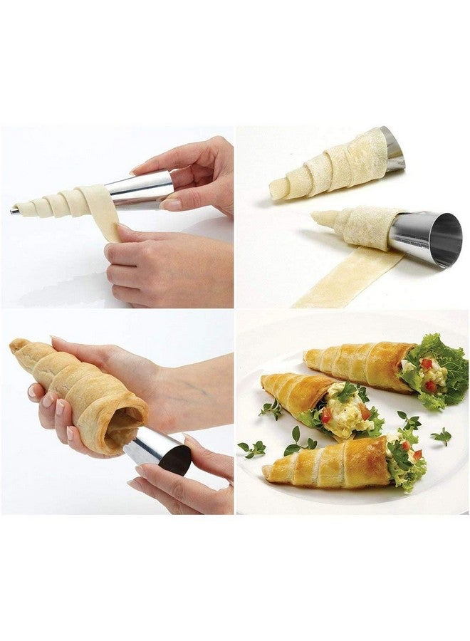 FantasyDay Non-stick Cream Horn Molds Stainless Steel, FantasyDay 5 inch Large Size Cannoli Tubes Kit Pack of 30 Baking Cones Pastry Roll Horn Croissant Mold - Christmas Anniversary Free Standing Cone Shape - Image 4