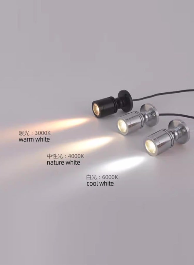 مصباح كشاف LED صغير الحجم 4 × 3 سم، 1 وات مثبت على السطح مستدير 100 لومن مصباح جداري للمجوهرات، AC85-265V خزانة عرض سفلية ضوء صغير 2 حزمة - Image 4