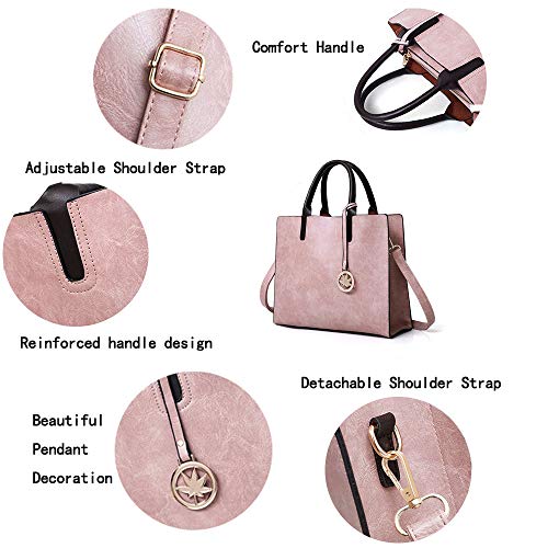 AlwaySky Women Handbags Sets 3 Pcs Large Capacity Handbag Chain Shoulder Bag Clutch Wrist Purse, Brown - Image 3