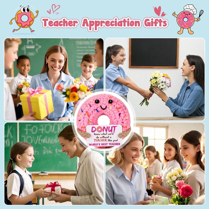 BuiltFit Teacher Appreciation Gifts for Women - Funny Handmade Crochet Donut Unique Cute Thank You Presents for Teachers Day, End of Year, Retirement, Graduation, Easter, Daycare, Preschool - Image 4