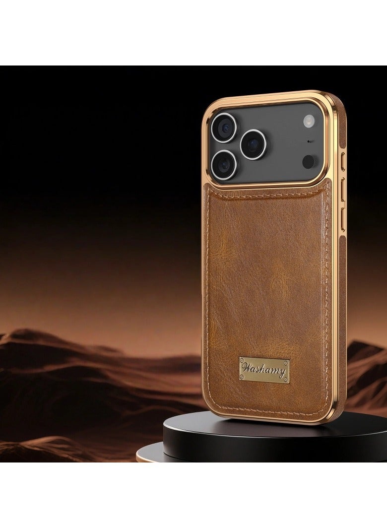 عام غطاء متوافق مع iPhone 17 Pro Max - غطاء جلد حصان مجنون مكسو بالشمع الكهربائي، حماية كاملة للعدسة ومقاوم للسقوط، ملمس كلاسيكي - Image 1