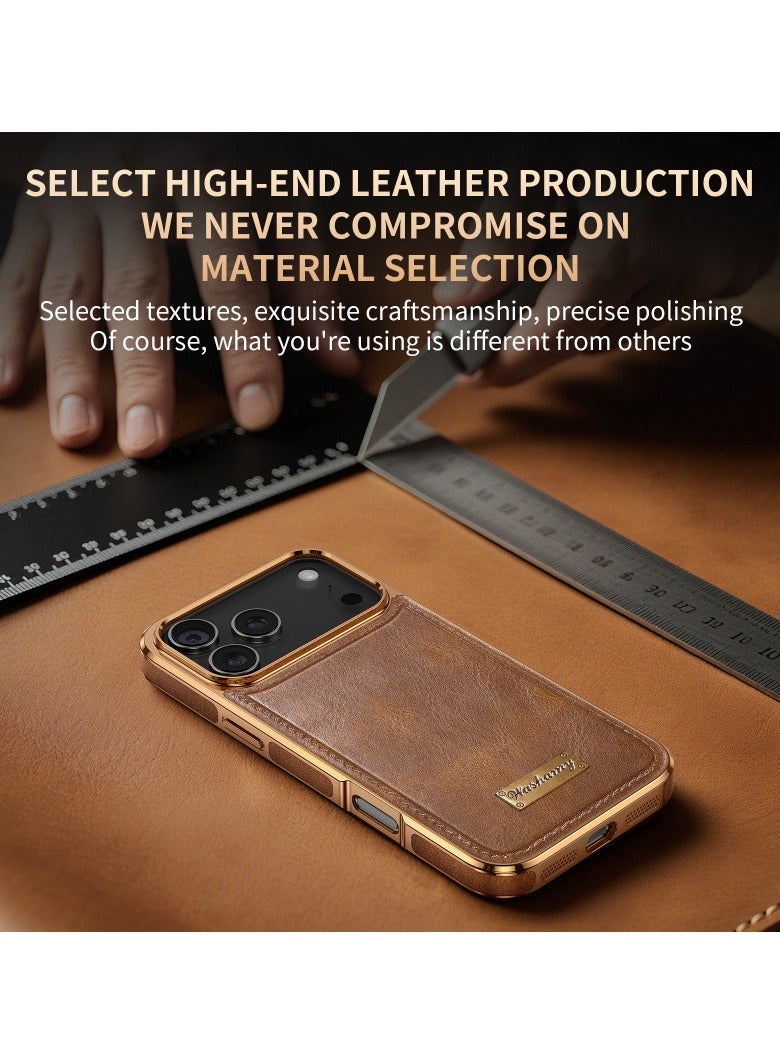 عام غطاء متوافق مع iPhone 17 Pro Max - غطاء جلد حصان مجنون مكسو بالشمع الكهربائي، حماية كاملة للعدسة ومقاوم للسقوط، ملمس كلاسيكي - Image 2