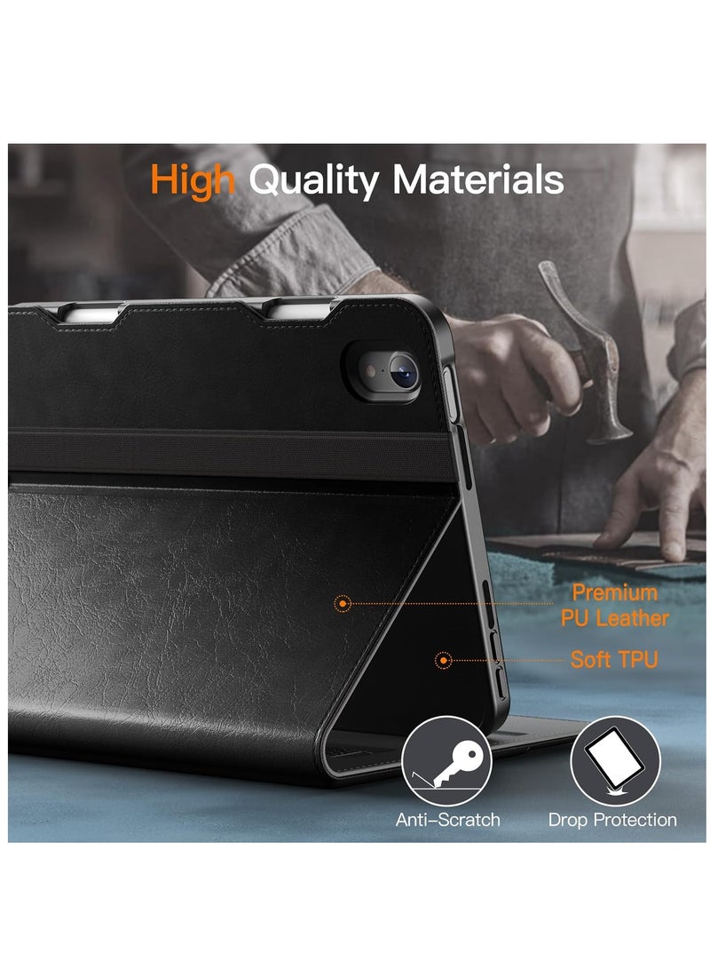 جي تيك حافظة لجهاز Ipad Mini 6 مقاس 8.3 بوصة موديل 2021 من الجيل السادس من جلد البولي يوريثان، غطاء حماية للكمبيوتر اللوحي مع حامل قلم رصاص وجيب متعدد الزوايا باللون الأسود - Image 2