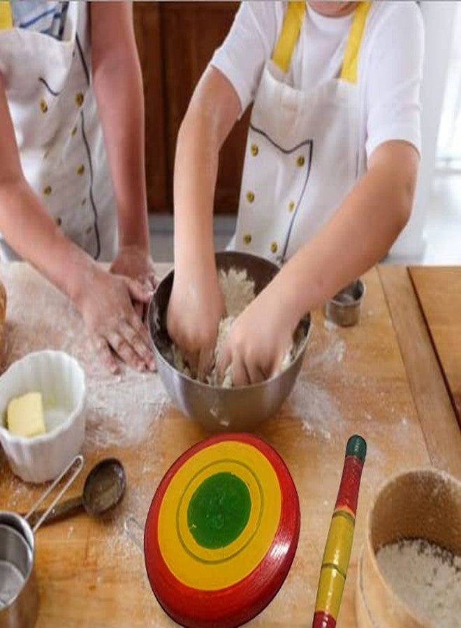 Neotea Wooden Handmade Wooden Kids chapati Maker Chakla Belan | Child-Sized Kitchen Utensils for Pretend Cooking - Mini Chakla Belan Toy, Non-Toxic Pack of 1 (Color May Vary ) - Image 4