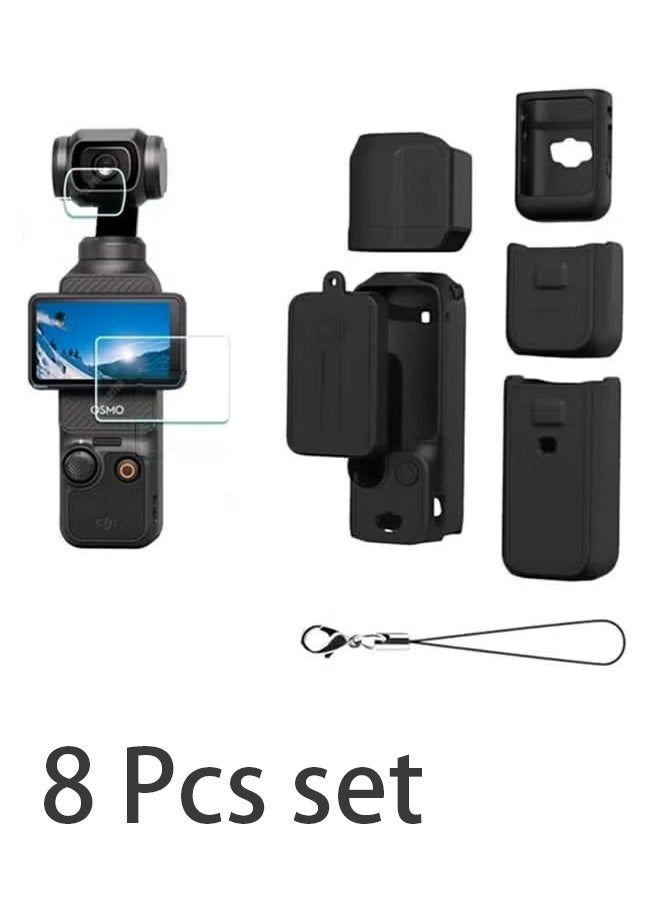 DJI OSMO Pocket 3 Accessory Kit, Silicone Protective Case Cover, Tempered Glass Screen Protector, Lens Protector - Image 1