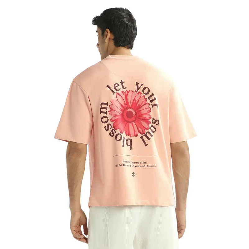 نوبيرو Men's Pink Oversized T-Shirt for Men