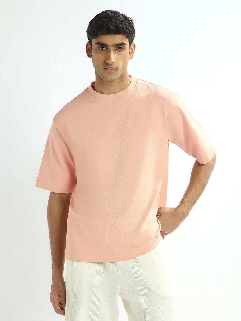 نوبيرو Men's Pink Oversized T-Shirt for Men
