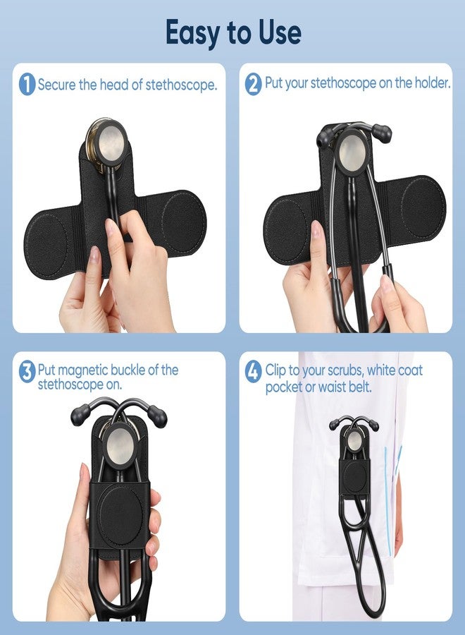 SKYREH Stethoscope Holder Clip, Magnetic Premium Leather Stethoscope Hip Holder Lightweight Portable Holster for Physicians, Nurses, EMT, Medical Students, for 3M Littmann & Most Stethoscope (Black) - Image 5