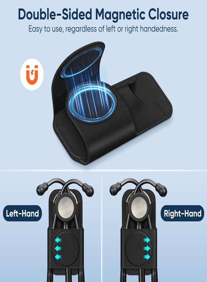 SKYREH Stethoscope Holder Clip, Magnetic Premium Leather Stethoscope Hip Holder Lightweight Portable Holster for Physicians, Nurses, EMT, Medical Students, for 3M Littmann & Most Stethoscope (Black) - Image 4