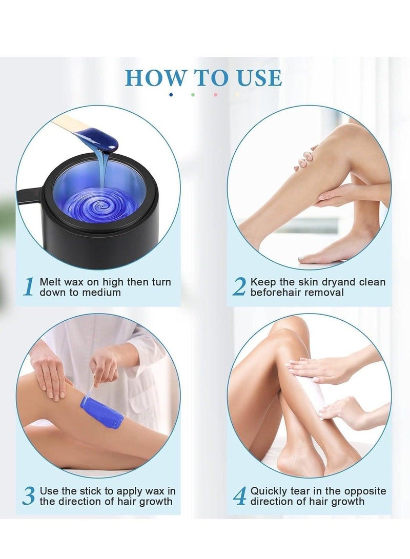 جوي وورلد جهاز تسخين الشمع، طقم شمع صغير لإزالة الشعر، طقم شمع صلب محمول مع خرز شمع صلب سعة 14 أونصة، ماكينة شمع احترافية لجميع أنواع الشعر، شمع الساقين والوجه والإبطين - Image 3