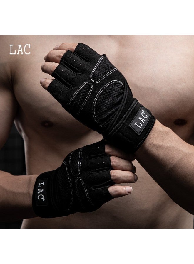 Lac Fitness Gloves For Men, Pull-up Bar, Non-slip, Bicycle, Mountain Climbing, Training, Cycling, Half-finger, Callus-resistant, Size L - Image 1