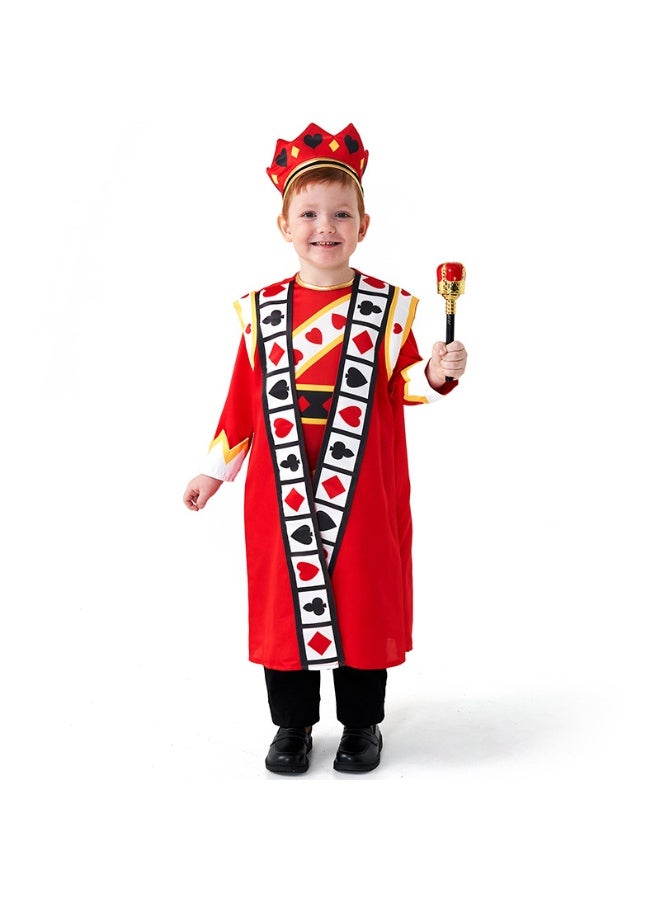 NIBEMINENT A children's fairy tale role-playing performance in the red King costume set of the Poker Kingdom - Image 1