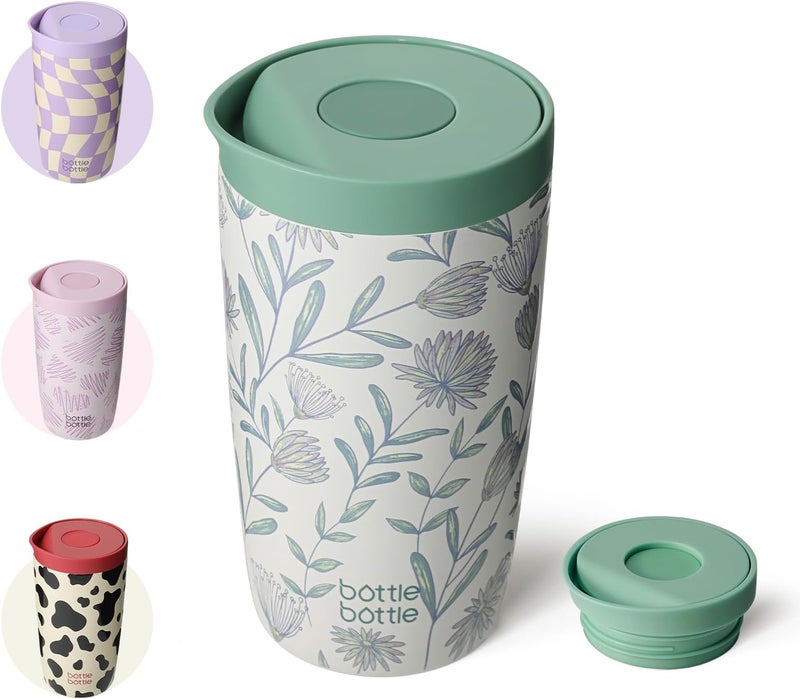 BOTTLE BOTTLE Thermal Mug 350 ml - Insulated Travel Mug with Blossoming Flowers Design - Image 1