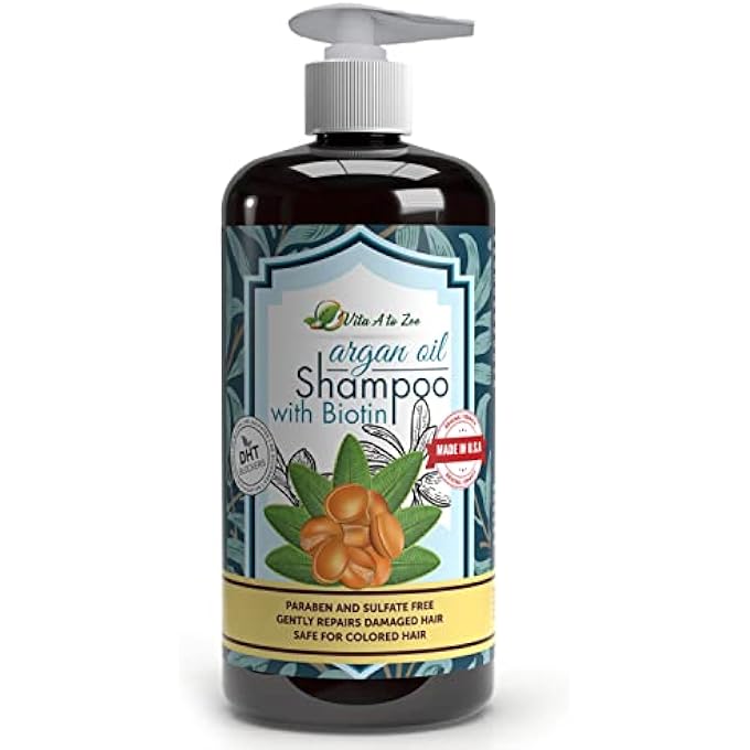 Vita A to Zee MOROCCAN ARGAN OIL & BIOTIN SHAMPOO (16.9 FL OZ) | PROFESSIONAL STRENGTH FORMULA | NATURAL HAIR REPAIR, MOISTURIZATION TREATMENT FOR DRY, DAMAGED HAIR | DHT BLOCKER & ANTI HAIR LOSS - Image 2