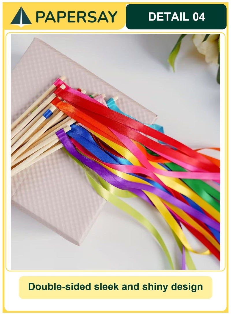 PAPERSAY 10pcs Rainbow Satin Ribbon, 1cmx4.5m (3/8" x 5 Yards )Each- Perfect for Gift Wrapping, Birthday & Wedding Decorations, Invitations & Crafts - Image 3