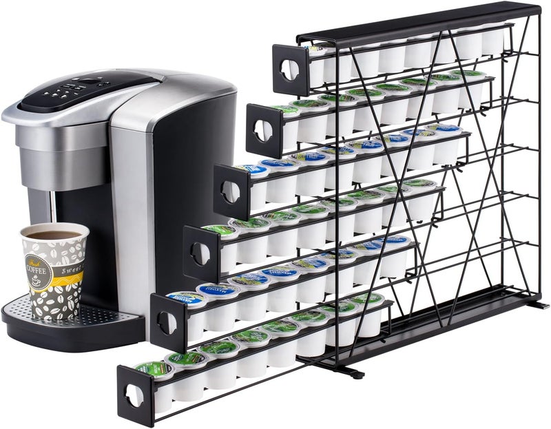 Rice rat k cup Holders for 6 Tier Coffee Pod Holder,Black Metal Space(48 pods) - Image 1