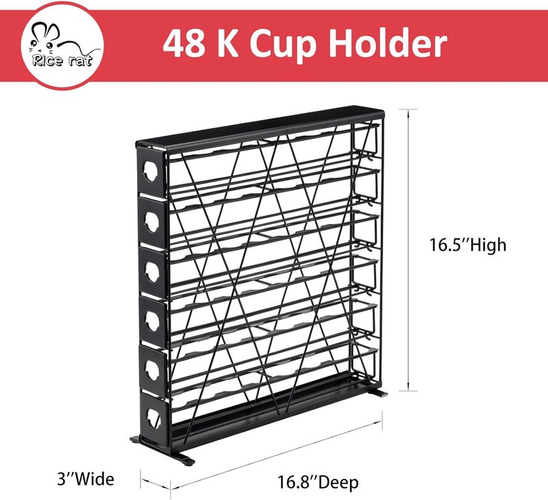 Rice rat k cup Holders for 6 Tier Coffee Pod Holder,Black Metal Space(48 pods) - Image 2