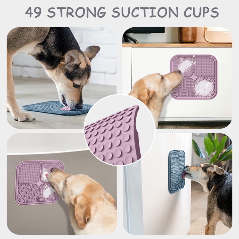 ChefAide 2 Pack Lick Mat for Dogs,Cats,Upgraded 8.5Ã—8.5 inches Licking Mats with Suction Cups,Slow Feeder Licking Pad for Anxiety Relief and Boredom Reducer,Suitable for Dog Training Set 4 - Image 4