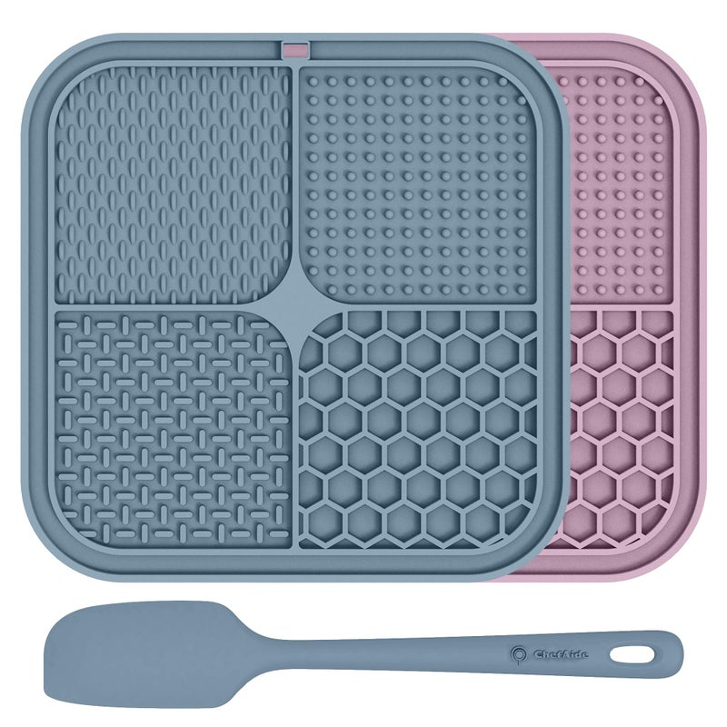 ChefAide 2 Pack Lick Mat for Dogs,Cats,Upgraded 8.5Ã—8.5 inches Licking Mats with Suction Cups,Slow Feeder Licking Pad for Anxiety Relief and Boredom Reducer,Suitable for Dog Training Set 4 - Image 1