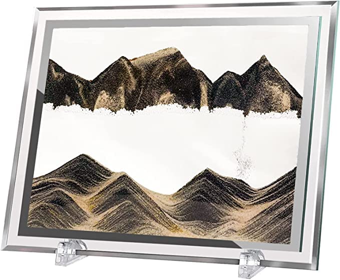 Kresal 3D Sandscape Moving Sand Picture Frame Liquid Landscape Painting Glass Photo Desk Ornaments Display Sand Motion Art Home Decor