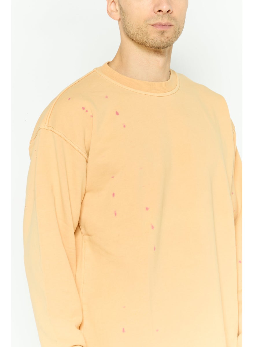 DIESEL - Men Crew Neck Long Sleeves Solid Sweatshirts, Tan - Image 1
