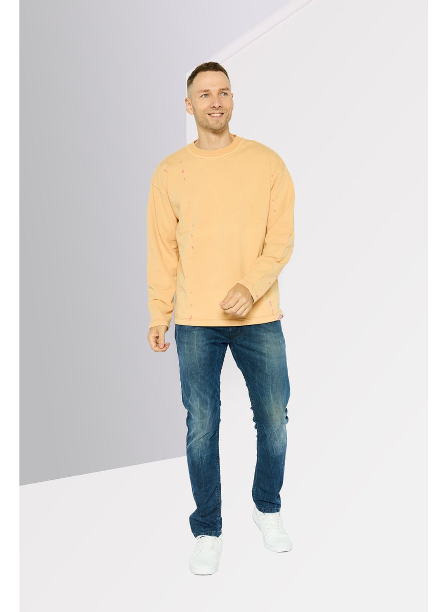 DIESEL - Men Crew Neck Long Sleeves Solid Sweatshirts, Tan - Image 1