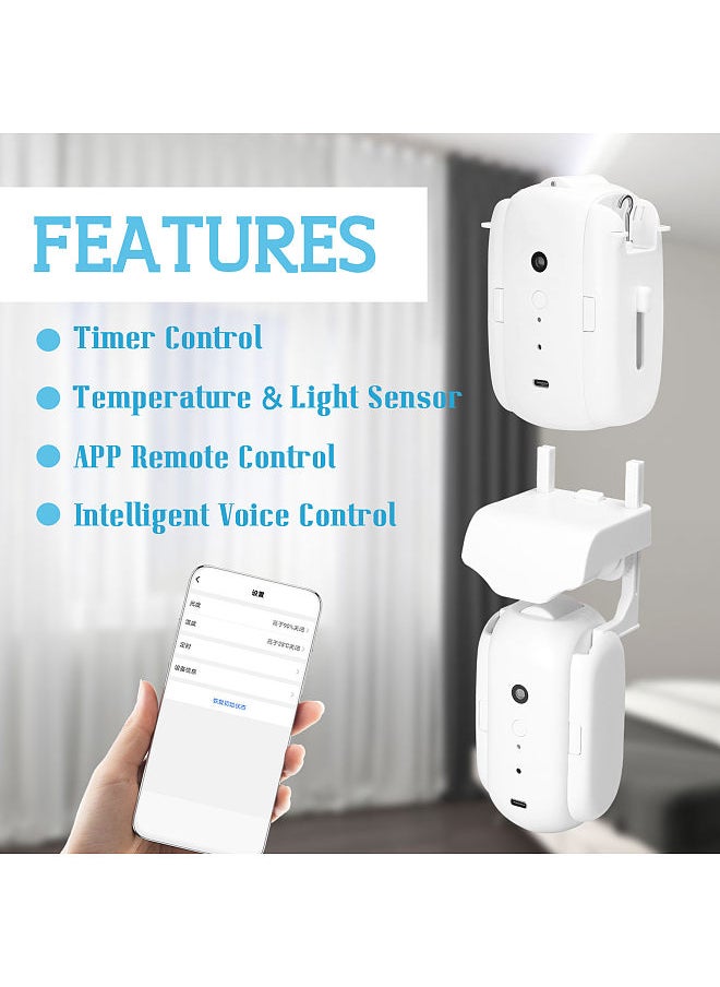 1pc Tuya WiFi Electric Curtain Motor Voice Control Curtain Robot Opener with Gateway Support APP Control Timer Setup Compatible with Alexa Google Home for T-Rail/U-Rail