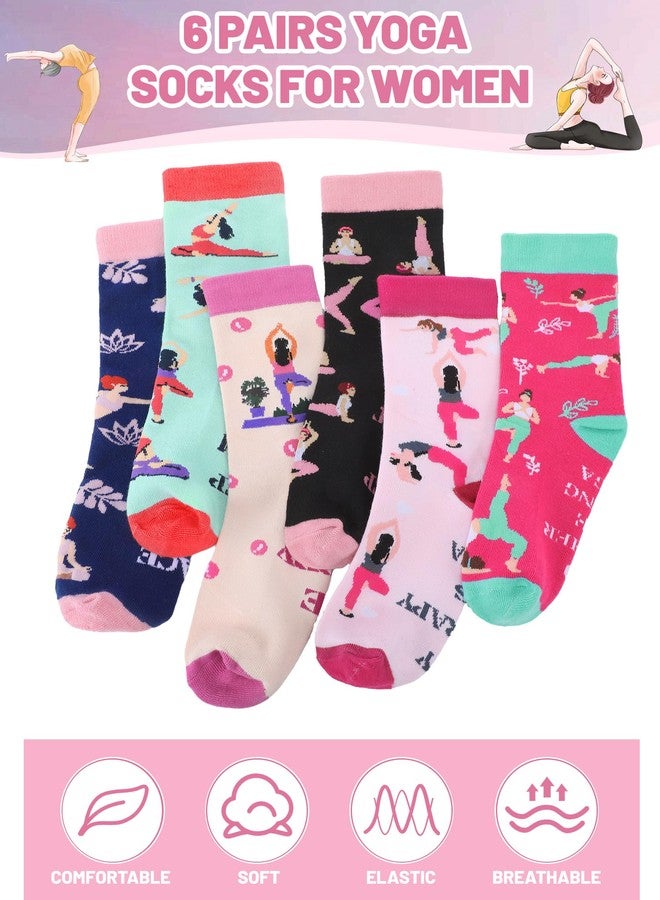 Eurzom 6 Pairs Funny Yoga Lover Socks for Women Novelty Cotton Crew Socks Yoga Stuff Christmas Gift for Women Girls Yogis Lovers - Image 3